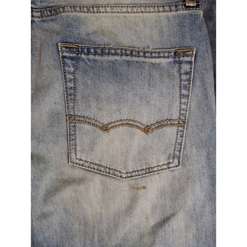 American Eagle Slim Straight Destroyed Light Wash Patched Jeans 29x32 3446-953 - Picture 16 of 16